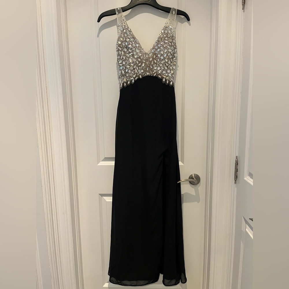 Elegant Black and Silver Embellished Gown